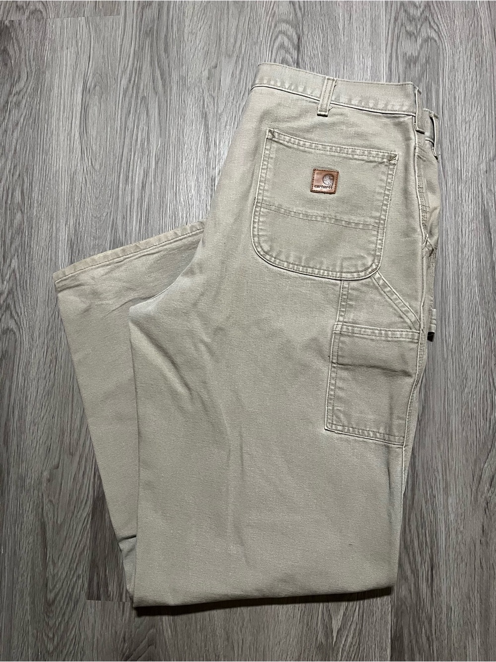 Vintage tan Carhartt carpenter work pants faded 36X32 ￼